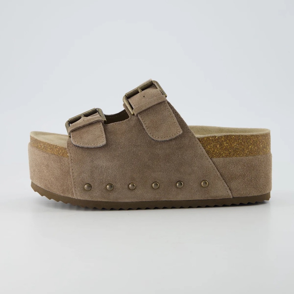 Brown Platform Flatform Sandals suede cushionaire - Picture 2 of 4